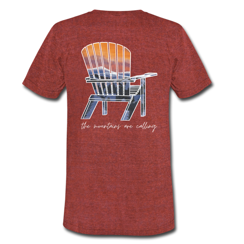 "Mountains Are Calling" Short Sleeve Shirt - heather cranberry