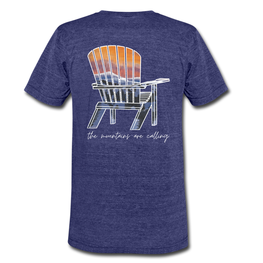 "Mountains Are Calling" Short Sleeve Shirt - heather indigo