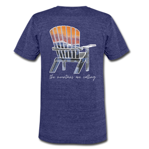 "Mountains Are Calling" Short Sleeve Shirt - heather indigo